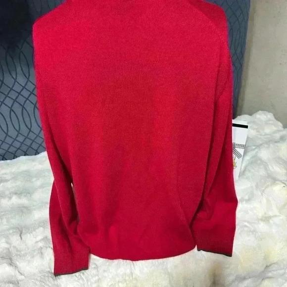 New Hart Schaffner Marx Sweater Pullover Men 2XL Deep Red Wool Knit 1/4 Zipper - Picture 3 of 16